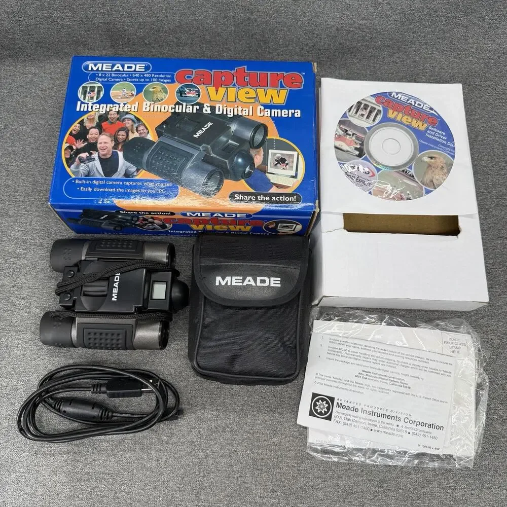 Old Y2K Meade CaptureView 8x22 Integrated Low Pixel Digital Camera Binoculars